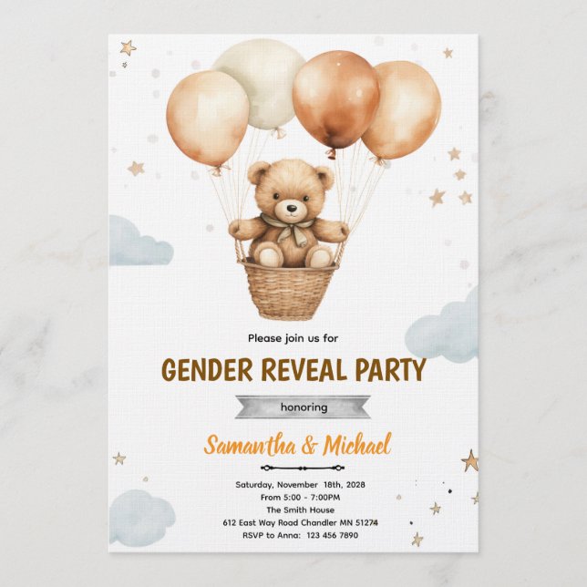 Gender Neutral Bear Baby Shower Invitation Einladung (Vorderseite)