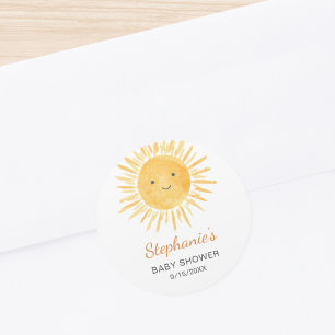 Gender-Neutral Boho Sun Babydusche Runder Aufkleber