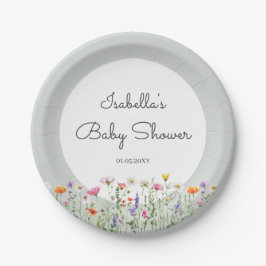 Gender Neutral Boho Wildflower Baby Shower Pappteller