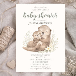 Gender Neutral Cottagecore Boho Otter Baby Shower  Einladung
