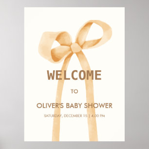 Gender Neutral Simple Bow Baby Shower Willkommen Poster