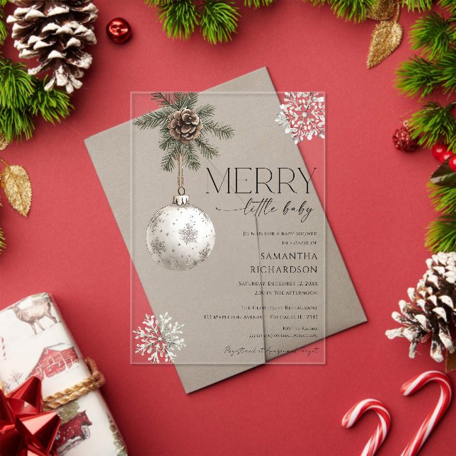 Gender neutral simple rustic winter baby shower acryleinladungen (Insitu (Feiertag))