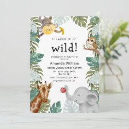Gender Neutral Wild Sarafi Animals Baby Shower Einladung