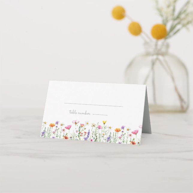 Gender Neutral Wildflower Baby Shower Platzkarte (Vorderseite)