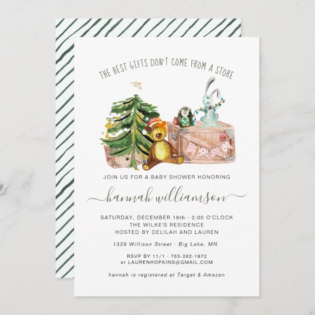 Gender Neutral Winter Christmas Baby Shower Einladung (Vorne/Hinten)