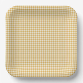 Gender Neutral Yellow Gingham Paper Plate Pappteller