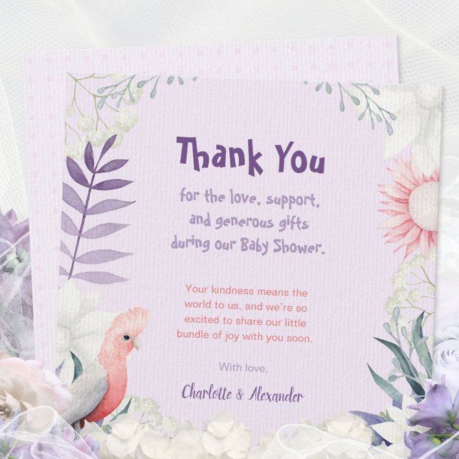 Gender-neutrale Babydusche aus verzaubertem Lavend Dankeskarte (Enchanted Lavender Garden Gender-Neutral Baby Show Thank You Card ©Susanne Sachers - Sunny Mind 🌞)