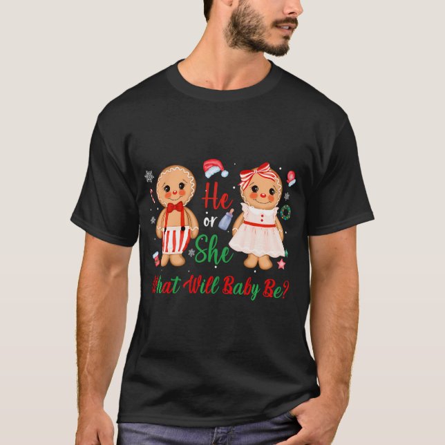 Gender Offenbaren Weihnachtsgedanken Gingerbread C T-Shirt (Vorderseite)
