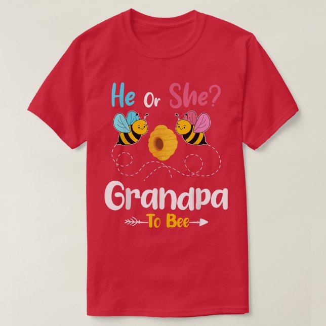 Gender-Offenbarung Er oder sie Opa für Bee Baby An T-Shirt (Design vorne)