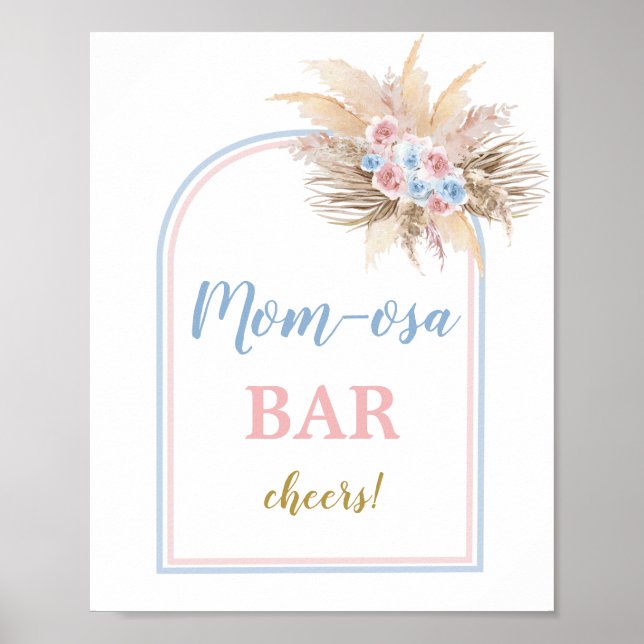 Gender Pampas Grass Arch Momosa Bar Zeichen Poster (Vorne)