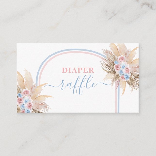 Gender Pampas Grass Diaper Raffle Card Begleitkarte (Vorderseite)