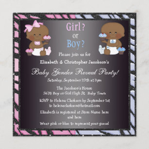Gender Reveal African American Babies & Cupcakes Einladung