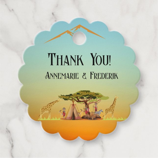 Gender Reveal African Animal Geschenkanhänger (Vorderseite)