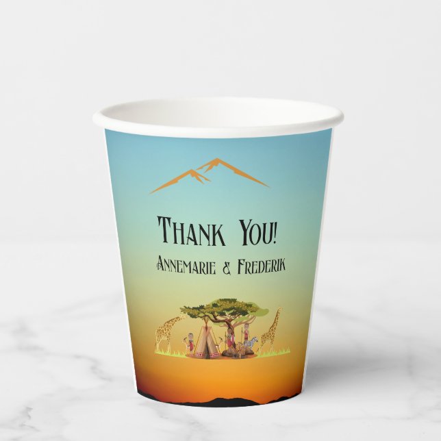 Gender Reveal African Animal Pappbecher (Vorderseite)