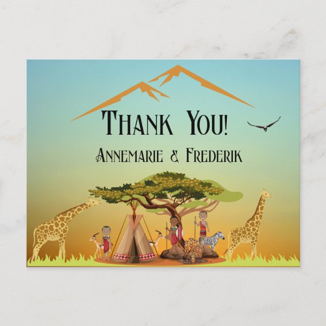 Gender Reveal African Animal Postkarte (Vorderseite)