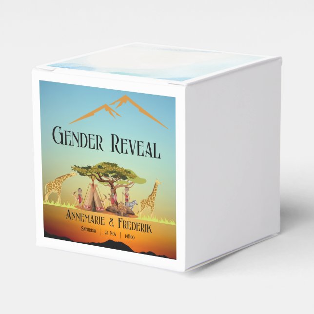 Gender Reveal African Safari Geschenkschachtel (Vorderseite)