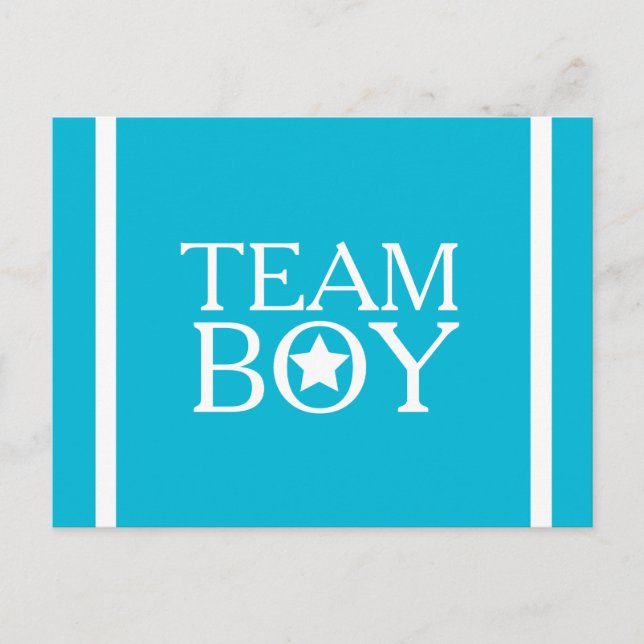 Gender Reveal Aqua Blue Team Boy A01A Postkarte (Vorderseite)