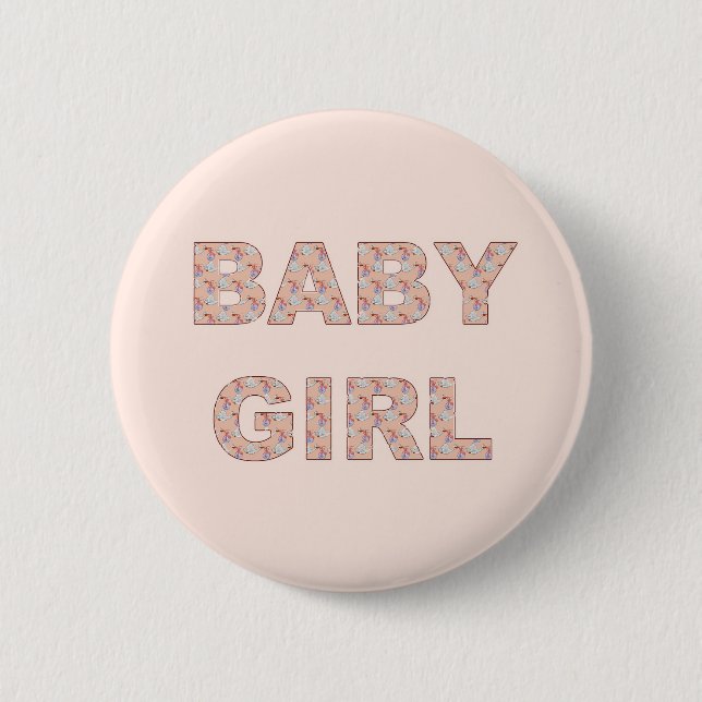 Gender Reveal Baby Girl Team Button (Vorderseite)