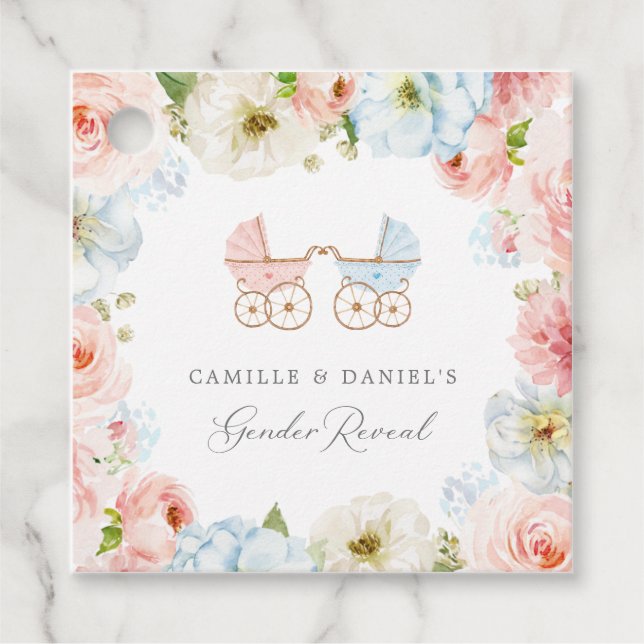 Gender Reveal Baby Shower Blue and Pink Vielen Dan Geschenkanhänger (Vorderseite)