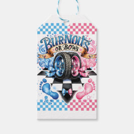 Gender Reveal Baby Shower Burnouts Bows Gift Bag Geschenkanhänger
