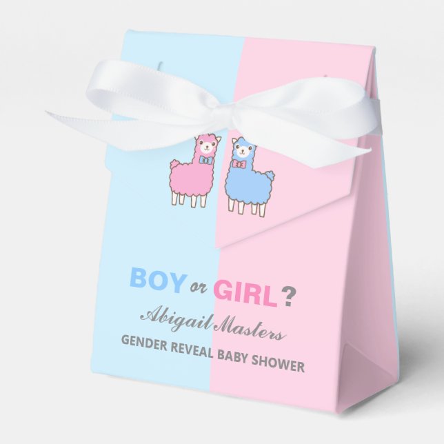 Gender Reveal Baby Shower Llama Custom Favor Box Geschenkschachtel (Vorderseite)
