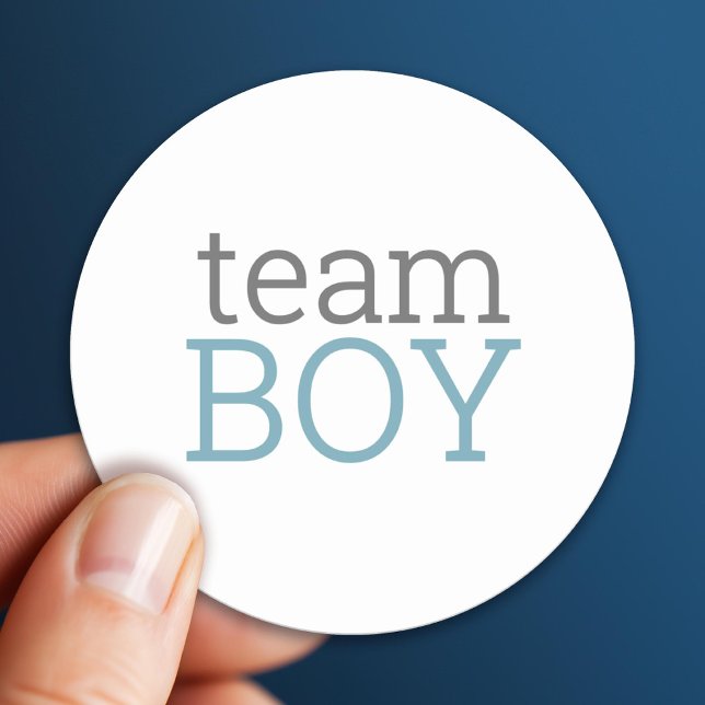 Gender Reveal Baby Shower - Team Blue Boy Runder Aufkleber (Custom Sticker)