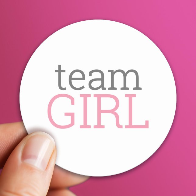 Gender Reveal Baby Shower - Team Pink Girl Runder Aufkleber (Custom Sticker)