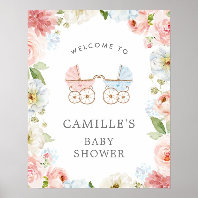 Gender Reveal Baby Shower Welcome Poster (Vorne)
