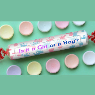 Gender Reveal Baby Smartie Candy Wrappers Labels Etiketten