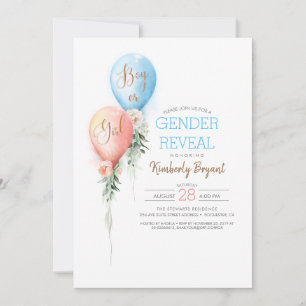 Gender Reveal Balloons Baby Shower Einladung