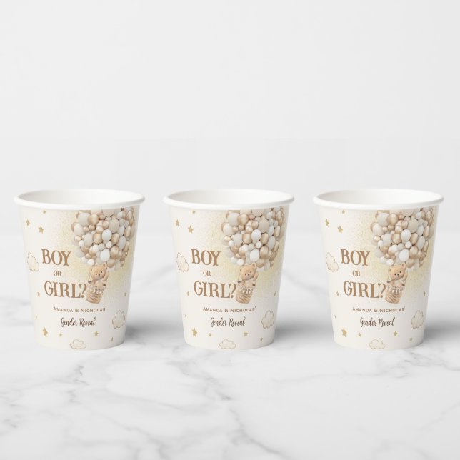 Gender Reveal Bear Boho Pappbecher (Multi)