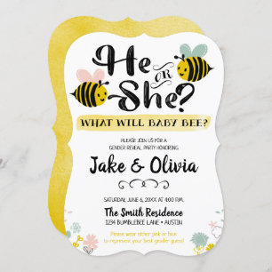 Gender Reveal Bee Baby Bumblebee Einladung