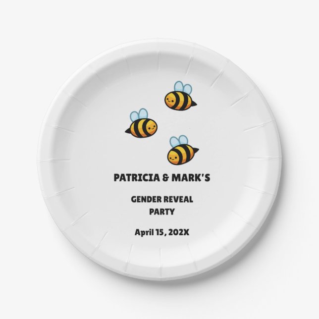 Gender Reveal Bee Party Pappteller (Vorderseite)
