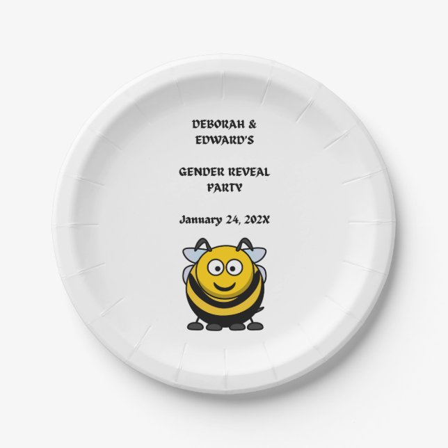 Gender Reveal Bee Party Pappteller (Vorderseite)