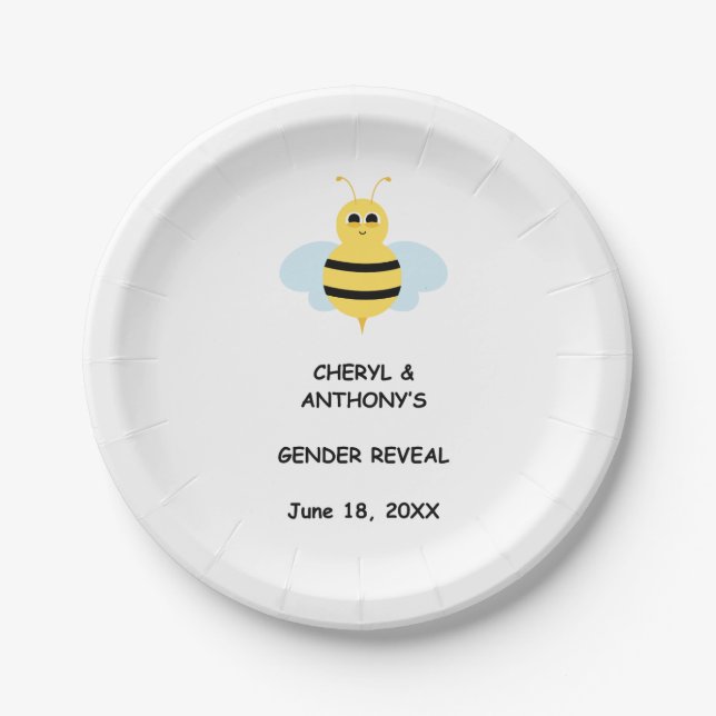 Gender Reveal Bee Party Pappteller (Vorderseite)