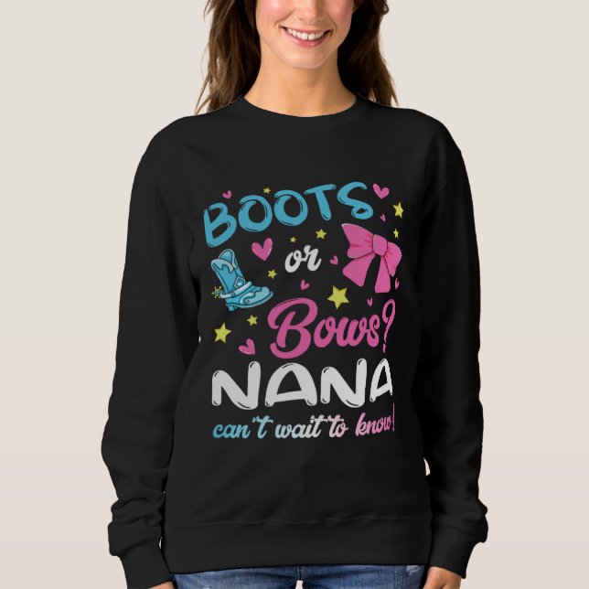 Gender Reveal Boots or Bows Nana Matching Baby Par Sweatshirt (Vorderseite)