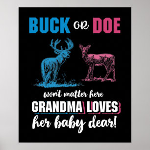 Gender Reveal Buck oder Doe Party Oma Poster