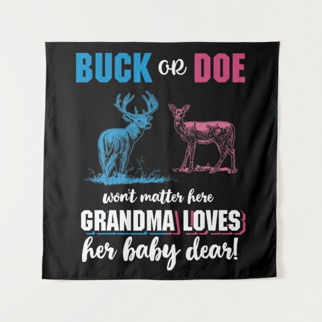 Gender Reveal Buck oder Doe Party Oma Wandteppich (Vorderseite)