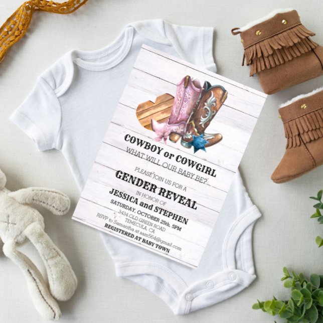 Gender Reveal Cowboy oder Cowgirl Boots Einladung (Von Creator hochgeladen)