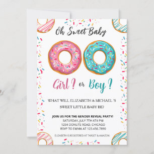 Gender Reveal Donut Theme Baby Shower Party Einladung