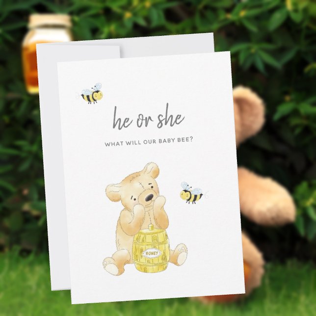 Gender Reveal Duwer Teddy Bear Honey Bee Bee Einladung (Von Creator hochgeladen)
