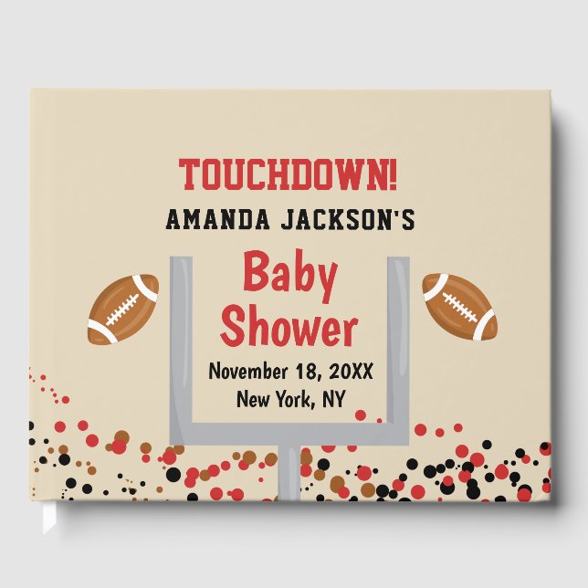 Gender Reveal Football Baby Boy Shower Touchdown Gästebuch (Vorderseite)