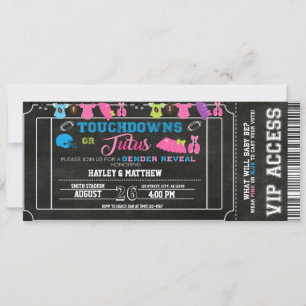 Gender Reveal Football Ticket Touchdown oder Tutus Einladung