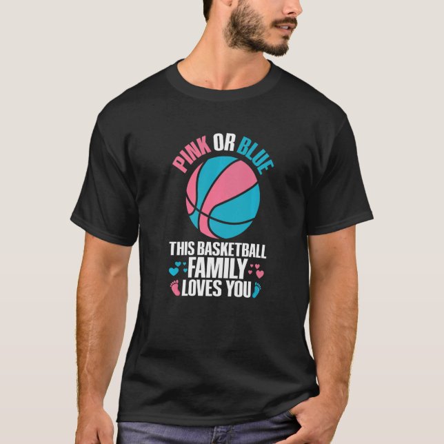 Gender Reveal for a Basketball Loving Family   T-Shirt (Vorderseite)