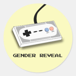 Gender Reveal Gamer Controller Boy Girl Runder Aufkleber