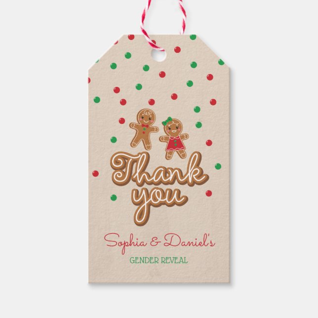 Gender Reveal Gingerbread Geschenkanhänger (Vorderseite)