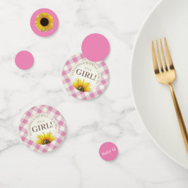 Gender Reveal Gingham und Sunflower Baby Q Konfetti