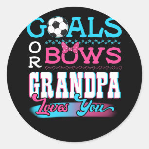 Gender Reveal Goals Bows Großvater Lieben Sie Fußb Runder Aufkleber