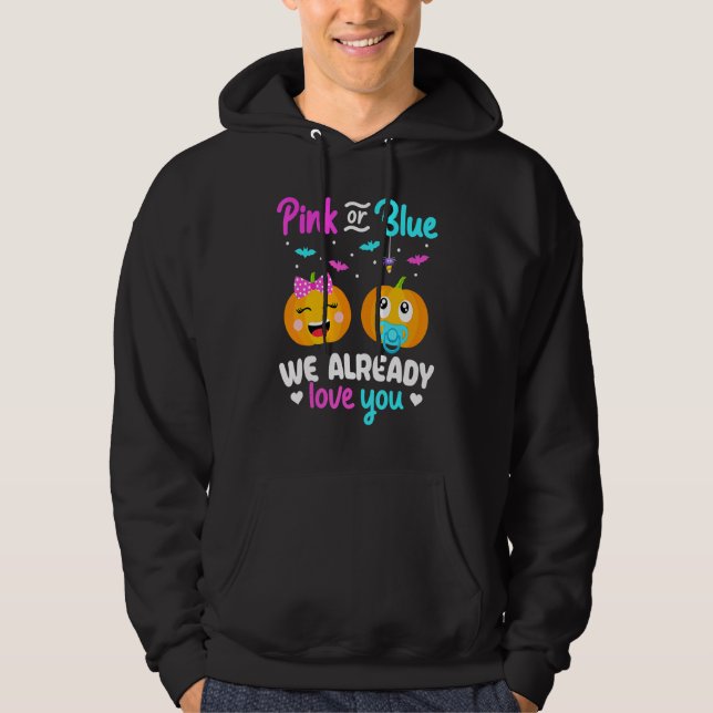 Gender Reveal Halloween Pregnancy Announcement Pin Hoodie (Vorderseite)