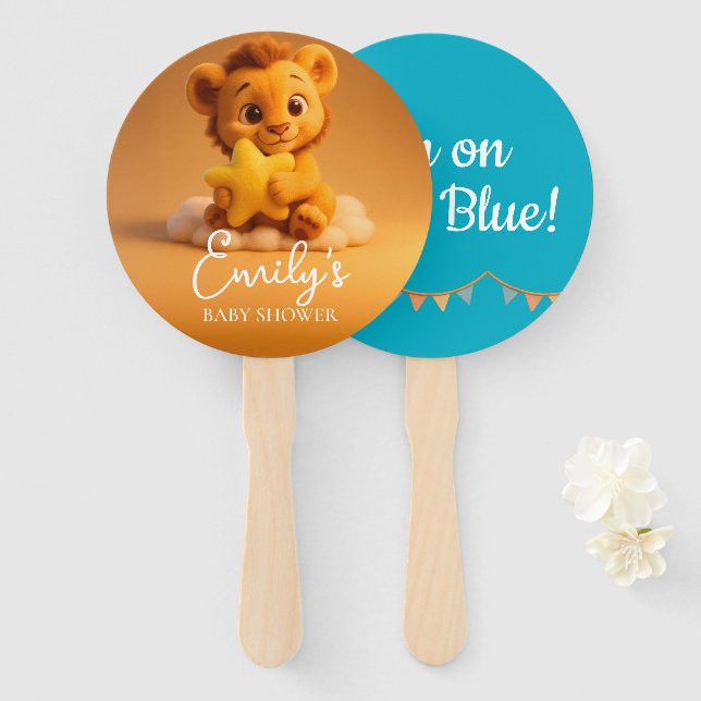 Gender Reveal Hand Fan, Little Lion. It’s a Boy Fächer (Vorne und Hinten)